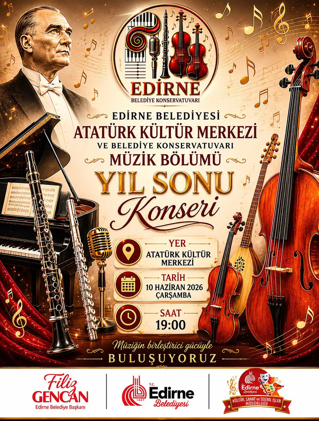 EDİRNE BELEDİYESİ KONSERVATUVARI ÖĞRENCİLERİ YILSONU KONSERİNDE SAHNE ALACAK